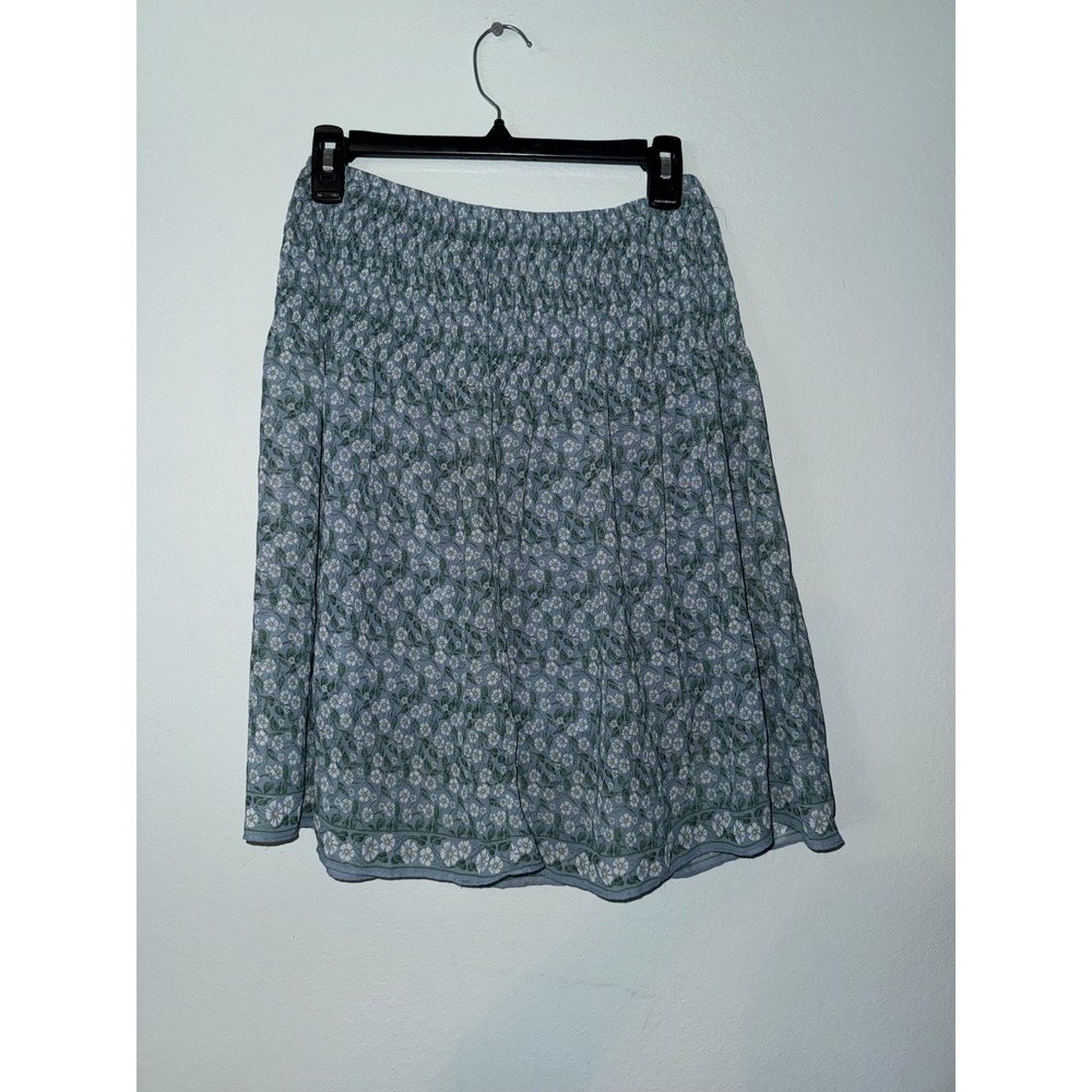 Max Studio Blue Floral Smocked Waist Mini Skirt Women's Size M